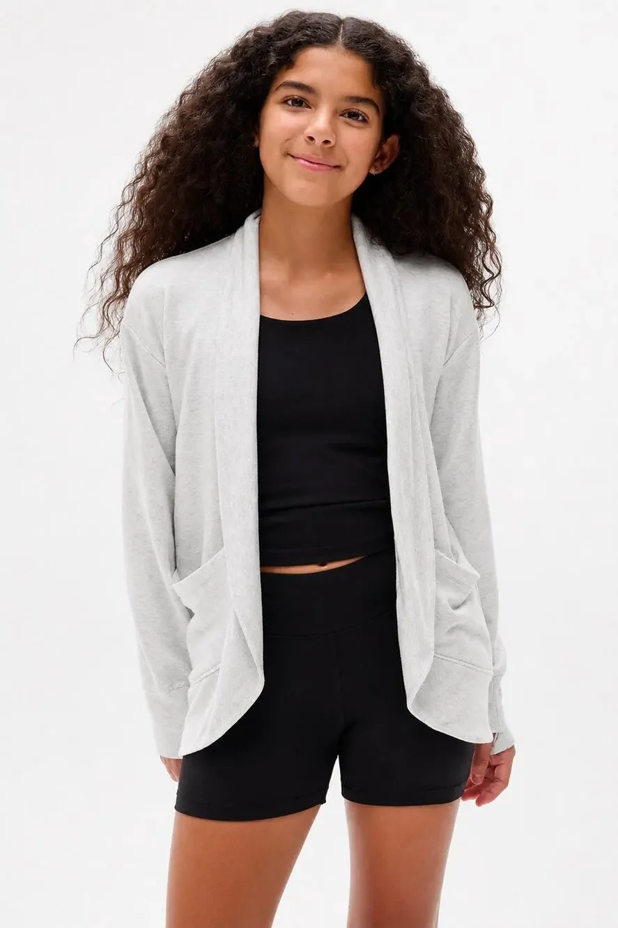 Athleta Girl Wrap ’n Roll 2.0 Cardigan Fog Grey Heather Size 14 (XL)